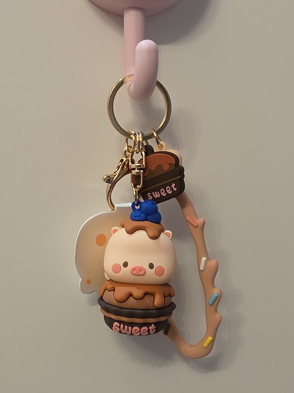 Cute Pink Pig Dessert Keychain